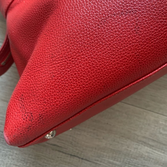 Longchamp Red Nappa Pebbled leather satchel handbag - Picture 4 of 13